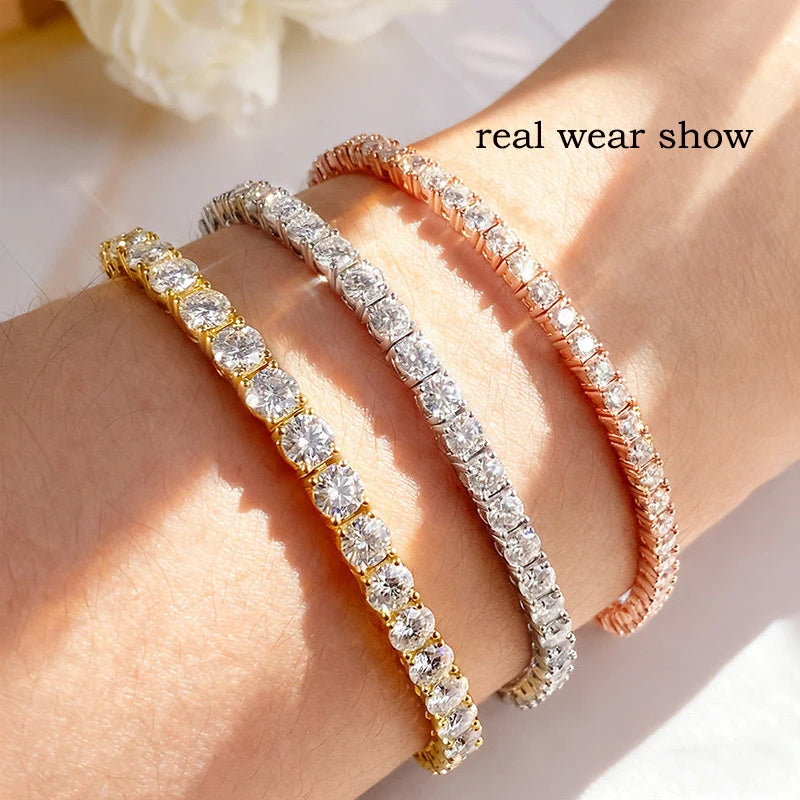 Smyoue 18k Gold Plated Moissanite Tennis Bracelet for Women 3/4/5mm 
Classic 925 Sterling Silver Certified Bracelet for Men