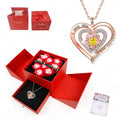 Heart Pendant Necklace With Rose Bow Box