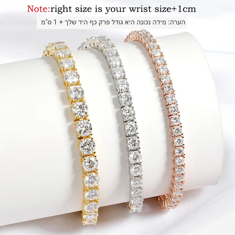 Smyoue 18k Gold Plated Moissanite Tennis Bracelet for Women 3/4/5mm 
Classic 925 Sterling Silver Certified Bracelet for Men