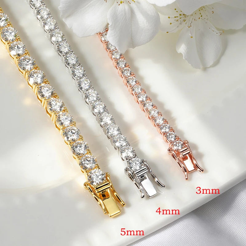 Smyoue 18k Gold Plated Moissanite Tennis Bracelet for Women 3/4/5mm 
Classic 925 Sterling Silver Certified Bracelet for Men