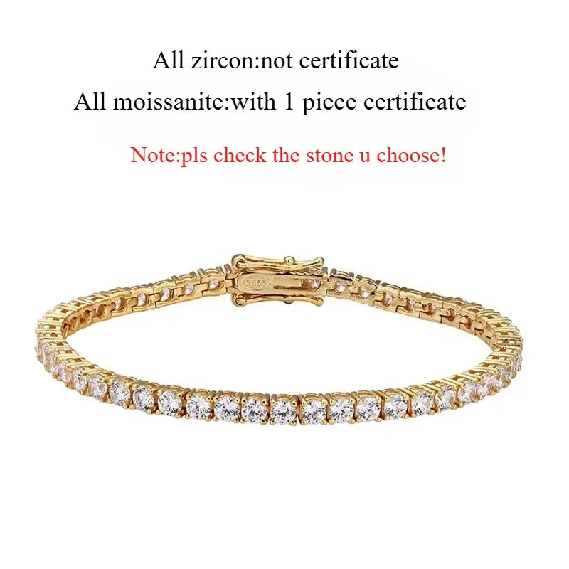 Smyoue 18k Gold Plated Moissanite Tennis Bracelet for Women 3/4/5mm 
Classic 925 Sterling Silver Certified Bracelet for Men
