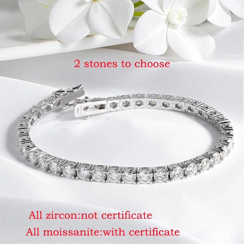 Smyoue 18k Gold Plated Moissanite Tennis Bracelet for Women 3/4/5mm 
Classic 925 Sterling Silver Certified Bracelet for Men